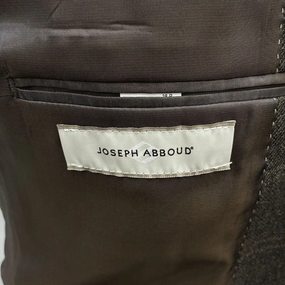 Joseph Abboud 38R Dark Brown Check Tweed Wool 2-Button Dual-Vent Sports Coat